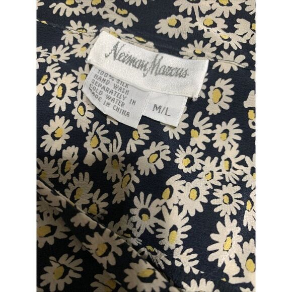 neiman marcus Authentic silk daisy floral long sleeve mini dress medium large - Picture 4 of 6